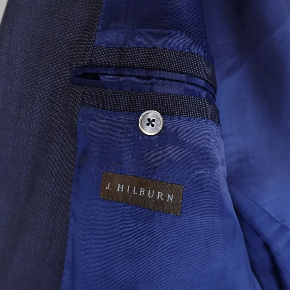 J Hilburn Blazer Mens 44S Vitale Barberis Canonico Wool Blue Tailored Fit